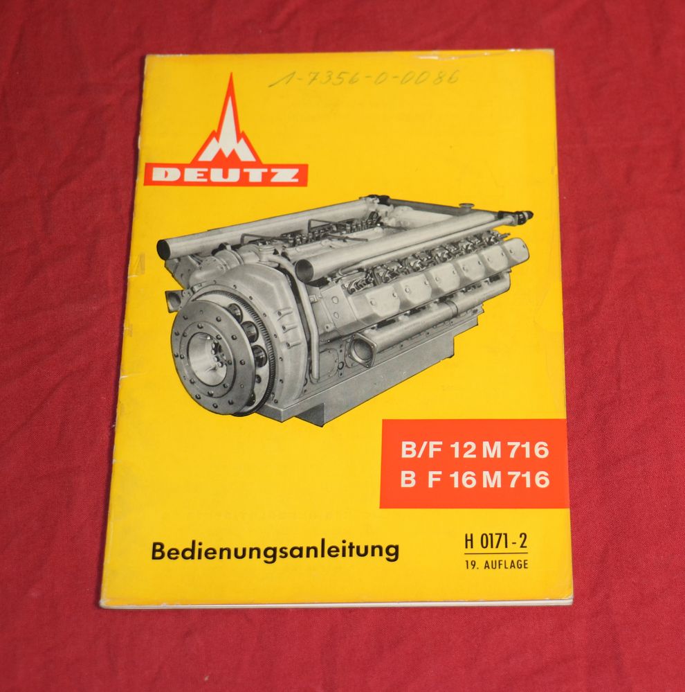 Deutz Motor BF 12 + 16 M 716 Bedienungsanleitung