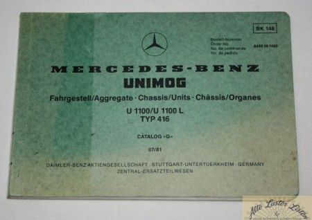 U 1100 Unimog  Typ 416   Fahrgestell Ersatzteilliste