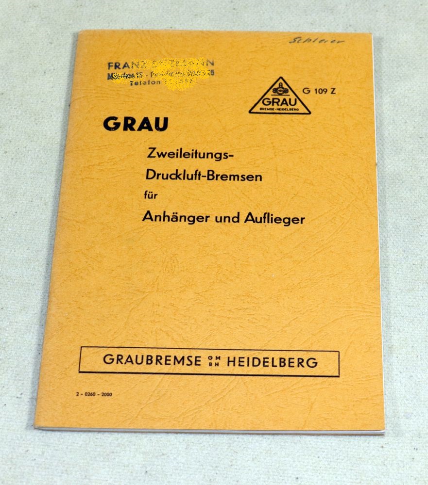 GRAU  Zweileitungs Druckluftbremse  für  Anhänger Auflieger