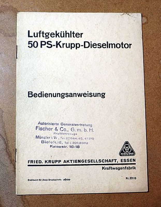 KRUPP luftgekühlter 50 PS Diesel Motor