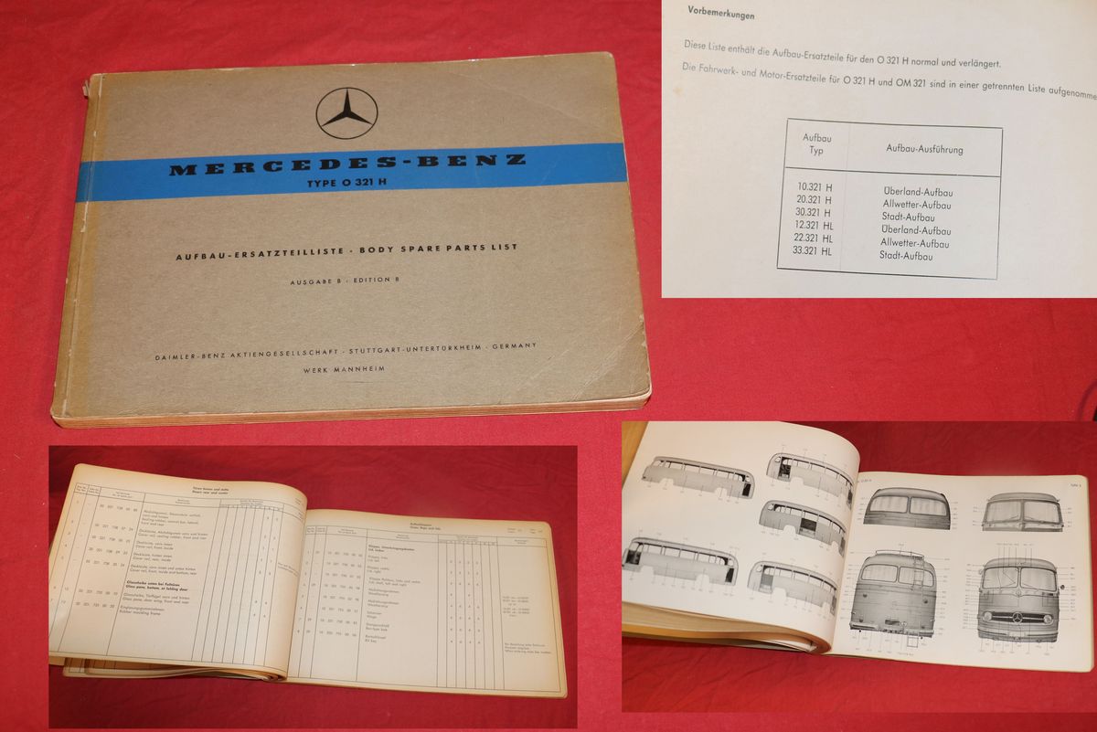 Omnibus Mercedes O 321 H Aufbau Ersatzteilliste Bus Karosserie