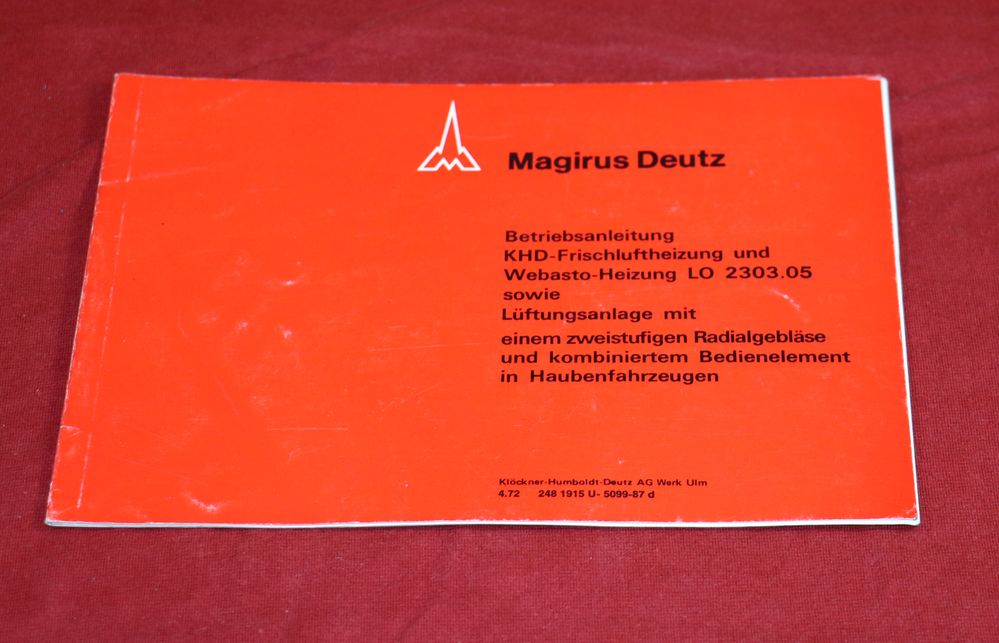 Luftheizung Webasto LO 2303.05 in Magirus Haubenfahrzeugen