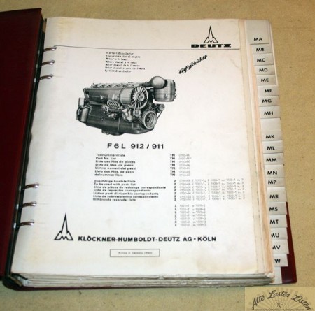 Deutz Motor  F 6 L  912 , 911    Teile Nummernliste