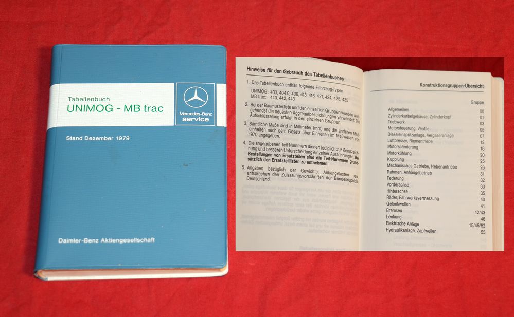 Tabellenbuch UNIMOG u. MB trac 1979