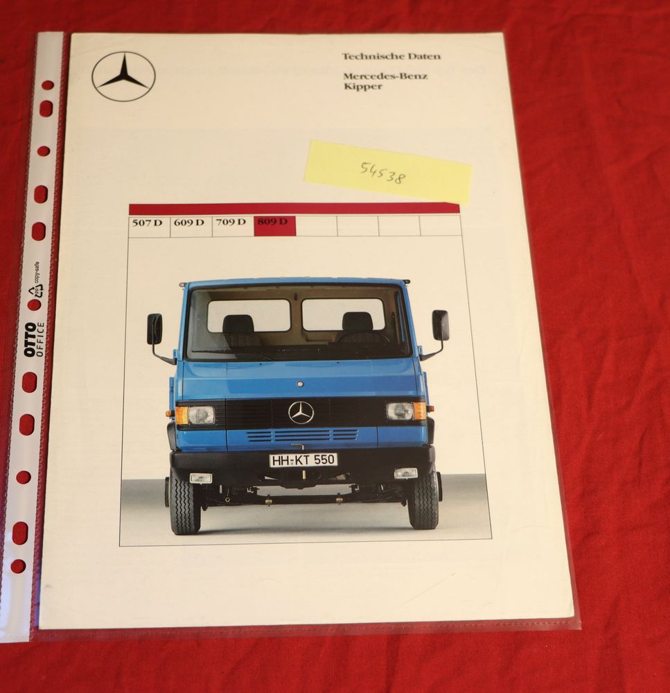 Mercedes Transporter 809 D Kipper Datenblatt