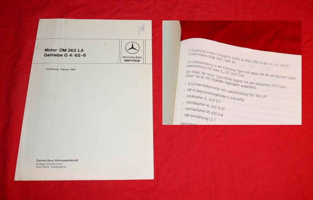 Einführungsschrift Mercedes Motor OM 362 LA