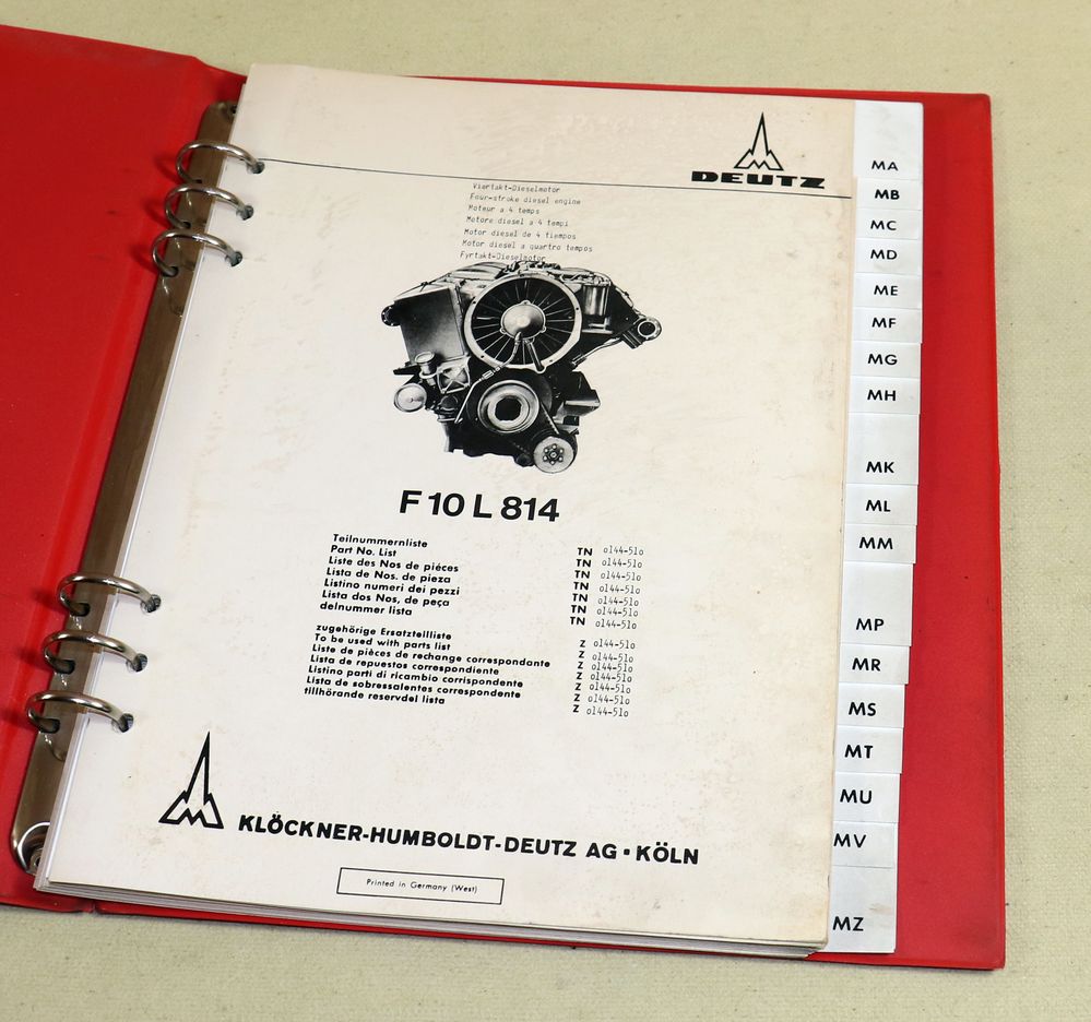 46471 Deutz Motor F 10 L 814 Teile Nummernliste
