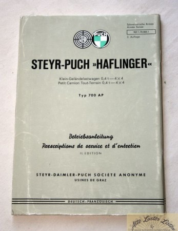 10896_betriebsanleitung_sonstige_lkw_busse_lkw_ausland_steyr_saurer_mowag_bTQ793Ux9RyUOz Steyr Puch Haflinger Typ 700 AP 4x4