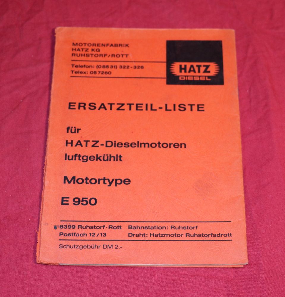 Hatz Motor E 950 , Ersatzteilliste