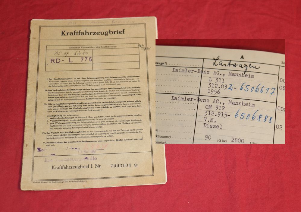 Mercedes L 311 KFZ Brief von 1956