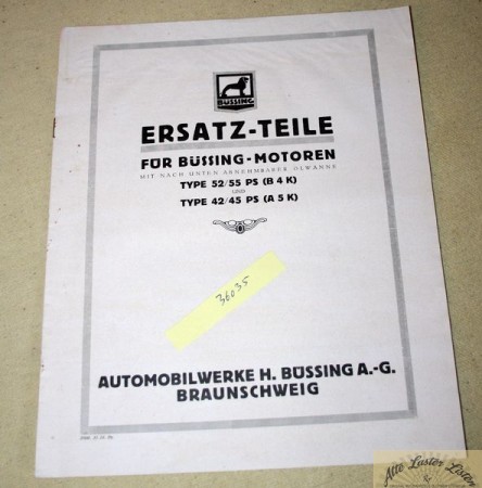 36035_ersatzteilliste_buessing_buessing_motoren_buNSgJ4WeLiDRx Büssing Motoren  Typ 52, 55 PS  B4K , 42, 45 PS  A5K