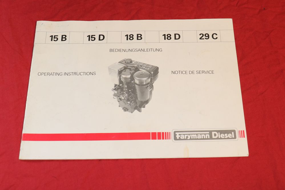 52990 Farymann Diesel  Typ 15 B, D  , 18 B, D   29 C Anleitung