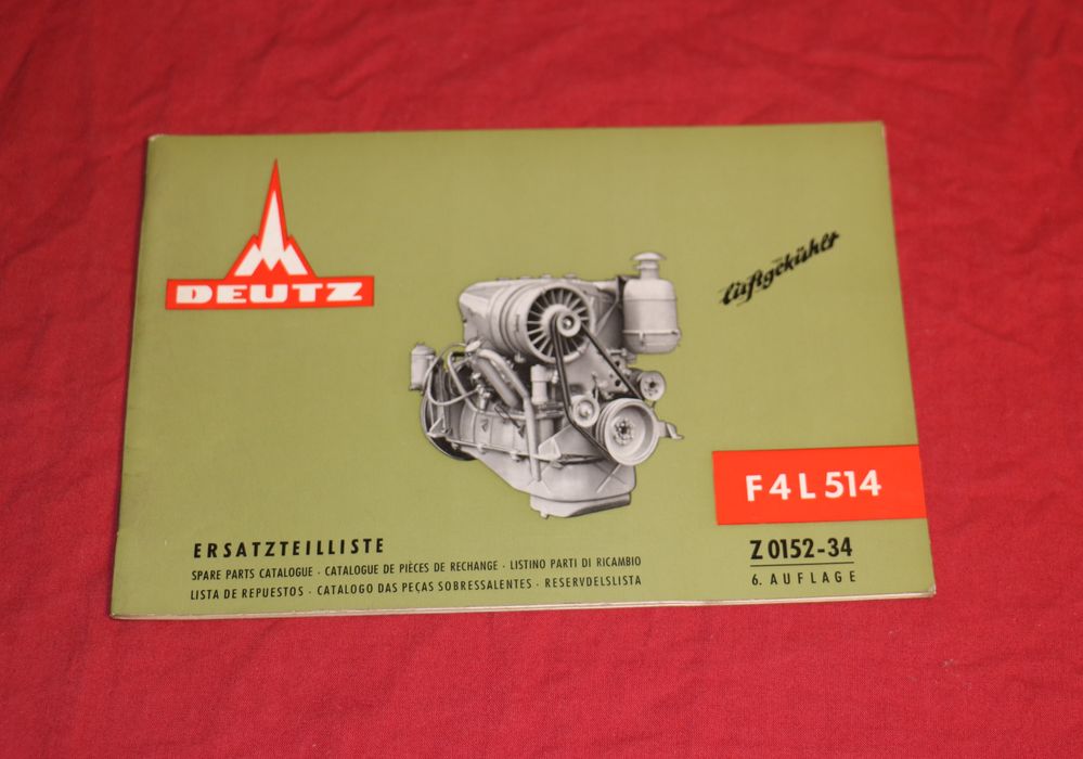 Deutz F / A 4 L 514 , Ersatzteilliste 4 Zylinder Deutz luftgekühlt