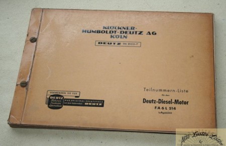 Deutz F/A  6 L 514     Teile Nummernliste