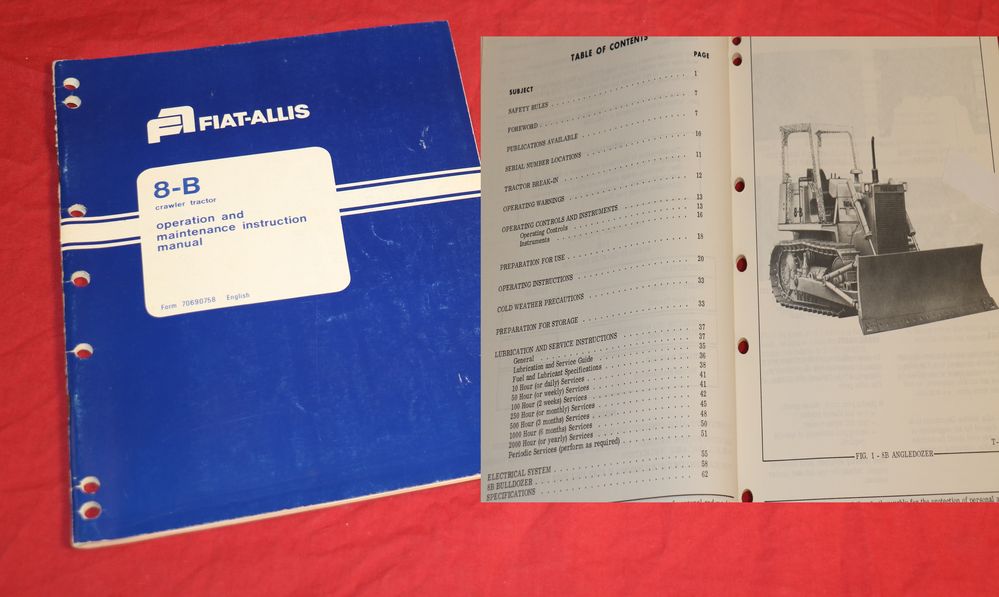 FIAT Allis 8-B Raupe Serie 8 B  operating and maintenance Manual