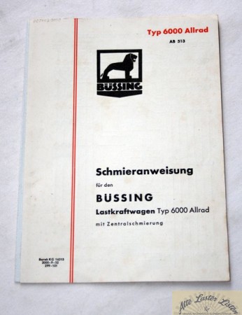 Schmierplan für Büssing 6000 Allrad