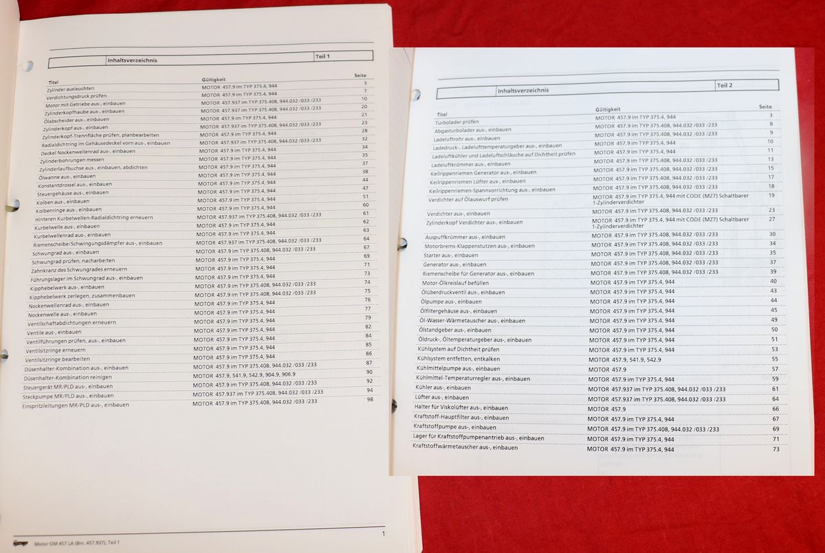 Mercedes Motor OM 457 LA Werkstatthandbuch