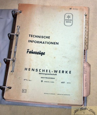 Henschel Technische Informationen   Fahrzeuge  1960 - 63