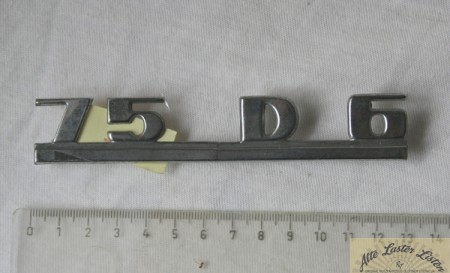 Schriftzug  verchromt , 75 D 6