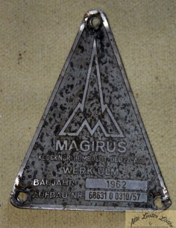 Typschild Aufbau  Magirus   1962