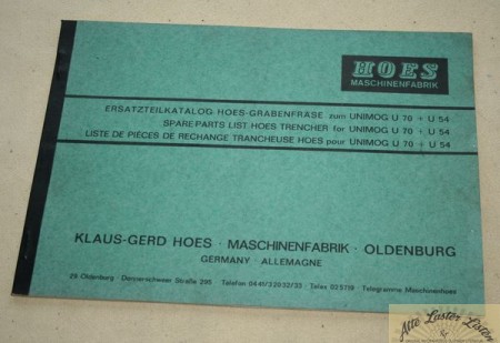 HOES  Grabenfräse zum Unimog U 70 + U 54