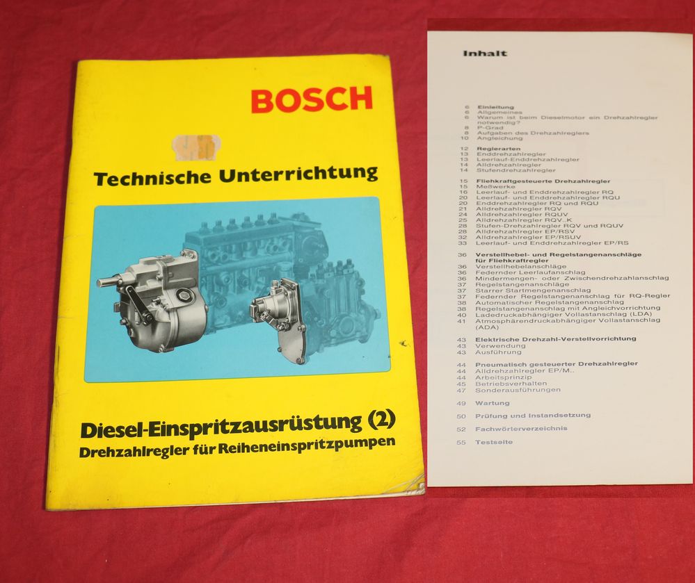 BOSCH Technische Unterrichtung Drehzahlregler Einspritzausrüstung