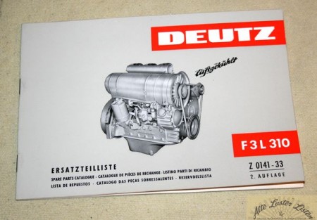 Deutz F 3 L 310 Motor , Ersatzteilliste