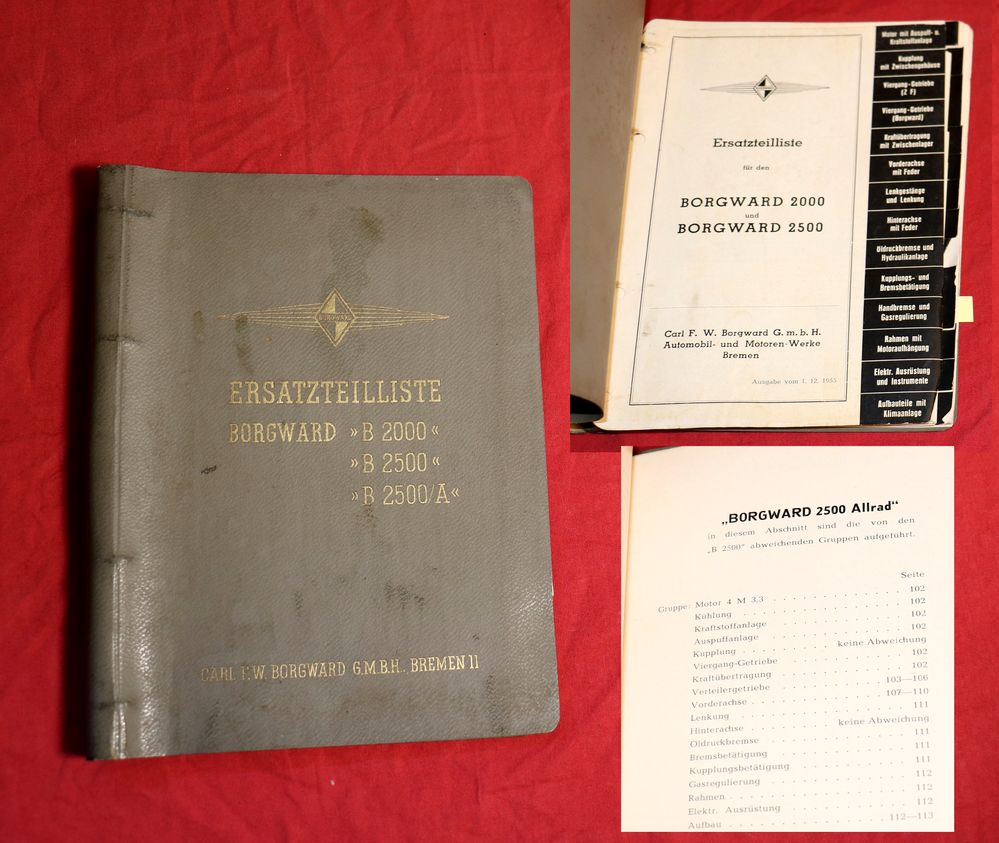 Borgward B 2000, B 2500, 2500 A Ersatzteilliste