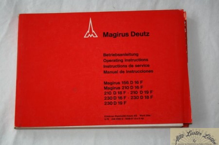 Magirus Deutz 156, 210, 230  D  16, 18, 19  F