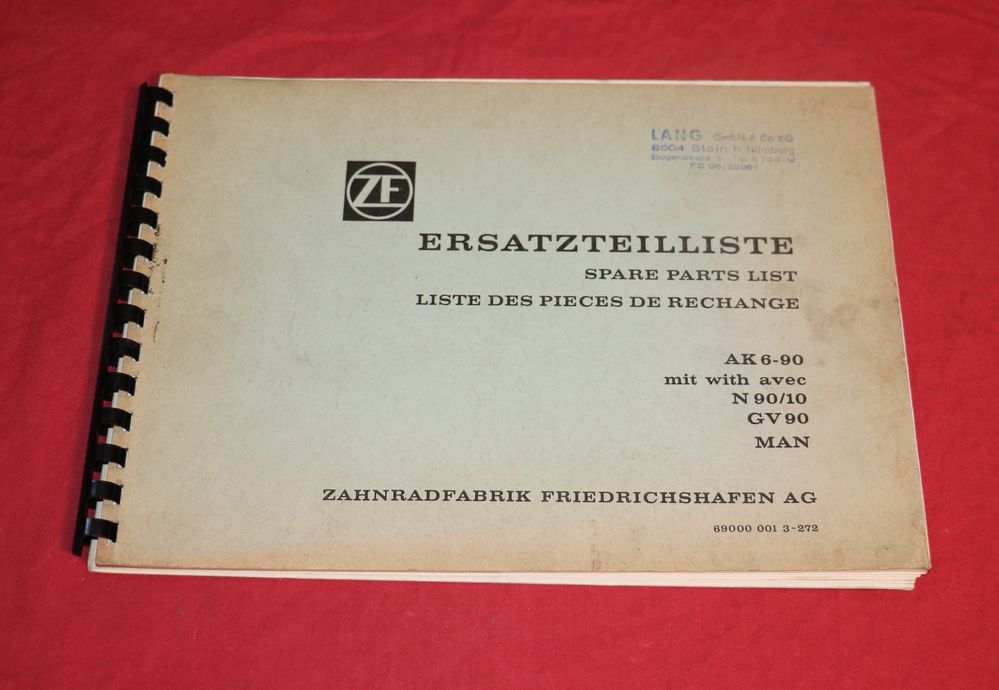 ZF Getriebe AK 6-90 für MAN Ersatzteilliste
