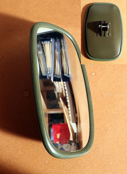 44811 Rückspiegel ca. 150 x 260 mm, Metallgehäuse oliv