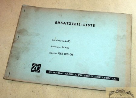 Ersatzteilliste ZF Getriebe   S  4 - 60    MAN
