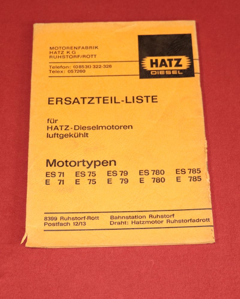 16754 Hatz  E , ES 71, 75, 79, 780, 785 Ersatzteilliste
