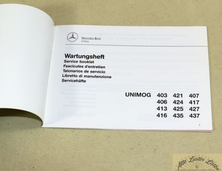 Unimog     Wartungs Scheckheft    403 bis 437