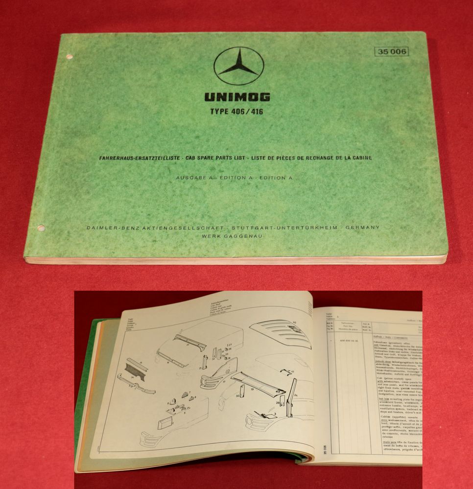 Unimog 406 , 416 Fahrerhaus Ersatzteilliste