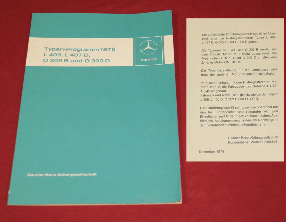 Einführungsschrift Mercedes L 409, 407 D Typen Programm