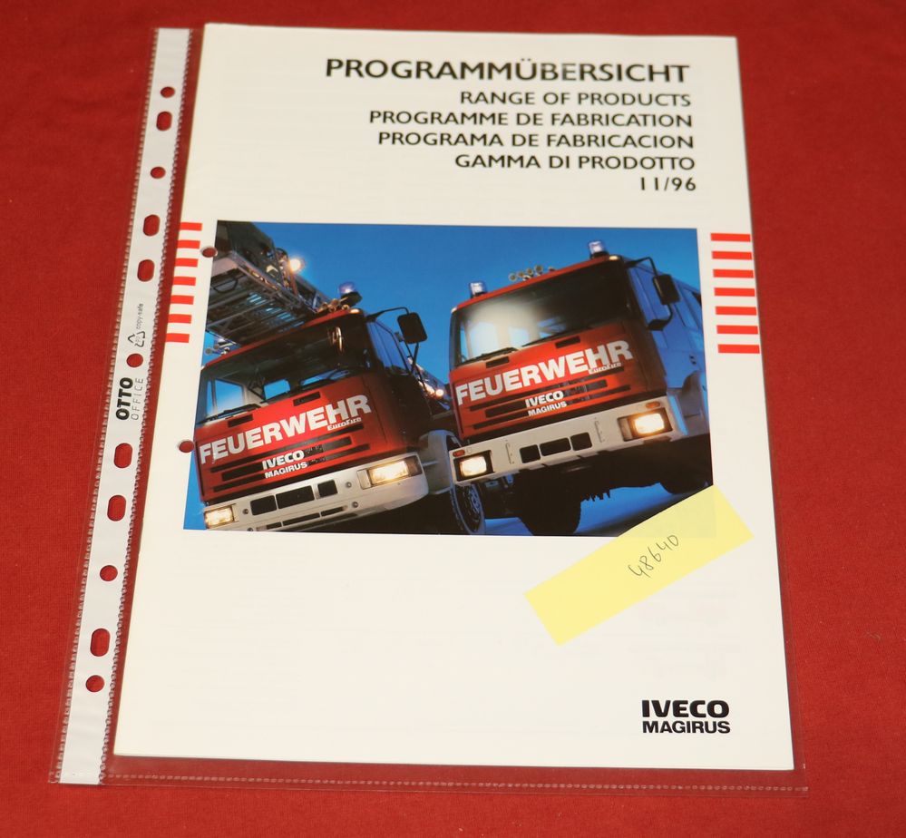Prospekt Iveco Magirus Feuerwehr Programmübersicht 1996