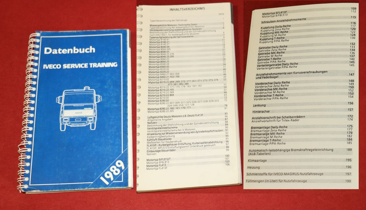 Datenbuch Iveco Service Training 1989