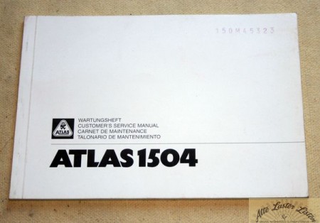 Wartungsheft     ATLAS     Bagger   1504