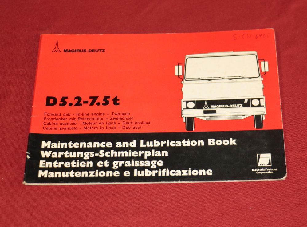 Magirus  D 5,2 - 7,5 t   Wartungsheft, Schmierplan