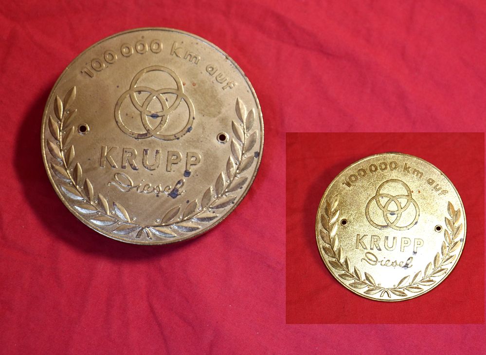 Plakette KRUPP 100.000 Km