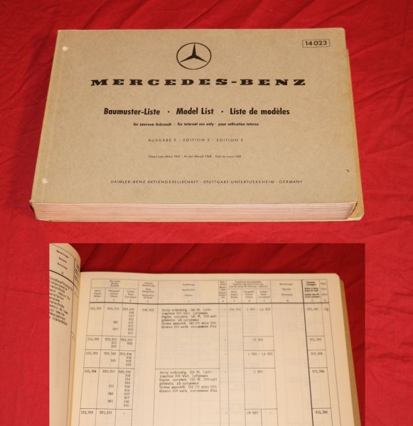 Mercees Baumusterverzeichnis 1969 + Nachtrag 1970
