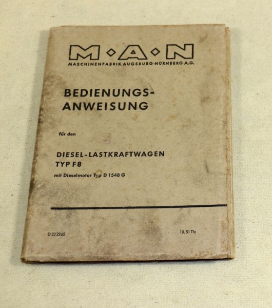MAN LKW Typ F8 , Anleitung Ausgabe 1951