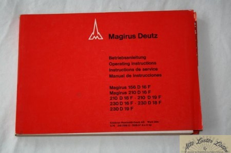 Magirus Deutz 156, 210, 230 D 16, 18, 19 F