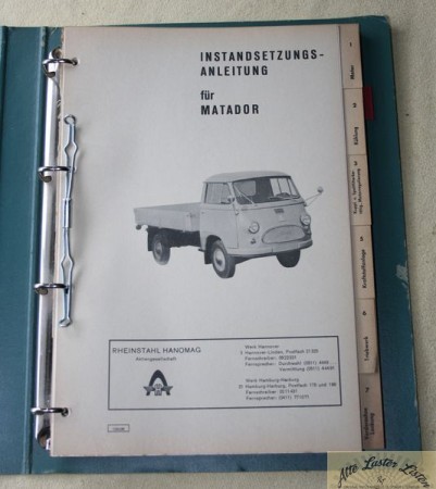 Hanomag Matador + Werkbuch Motor A 60