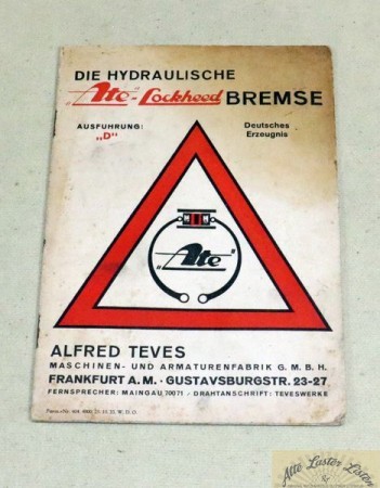 ATE Lockheed hydraulische Bremsen , Beschreibung , 1933